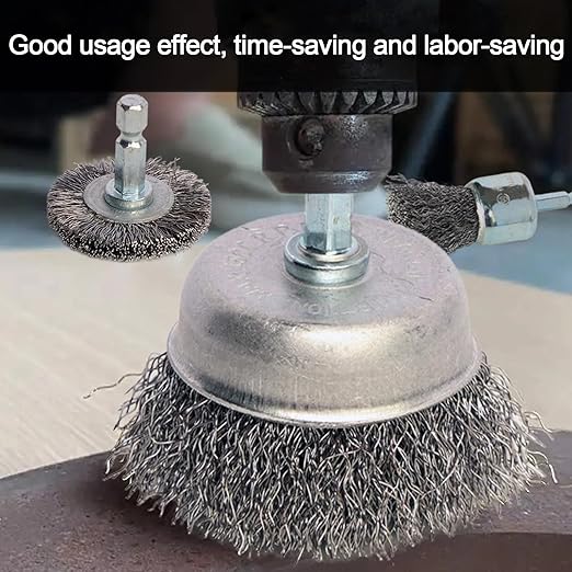 12 Pack Carbon Steel Wire Wheel, Cup, Pen Brush Set with 1/4-Inch Hex Shank for Rust Removal, Corrosion and Scrub Surfaces