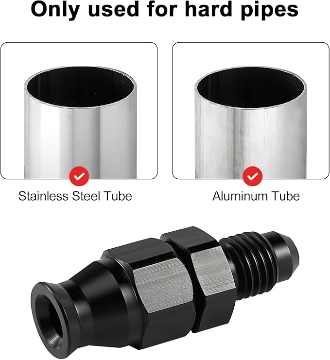 EVIL ENERGY 4AN Male to 1/4" Hardline Compression Fitting Adapter Aluminum Black