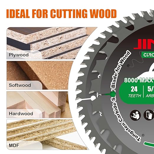 2PCS 5-1/2” Circular Saw Blade for Wood, 24T&48T TCT Cutting Blade, Fine Finish Crosscut Angled Bevels Framing Ripping for Plywood, Melamine, Oak, Pine, Laminate, Chipboard, 5/8"