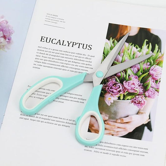 Multipurpose Stainless Steel Scissors 6.7" Pink Sharp Shears Comfort-Grip Scissors for Fabric Craft Office Supplies (Blue 7.7'')