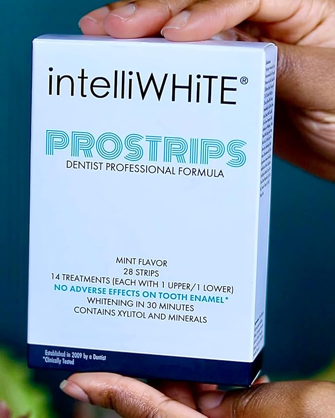 Prostrips - 12 Shades Whiter Teeth - 28 Enamel Safe REMINERALIZING Gentle Strips ??97% no Sensitivity