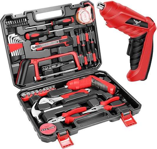 Electric Screwdriver Cordless Rechargeable Small Power Drill Set, Tool kit with drill, Home Tool Kits for Homeowner, Diyer, Handyman