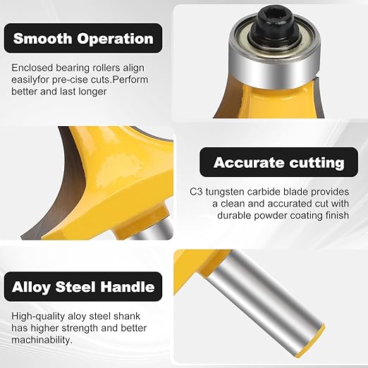 3/4-Inch Radius Round Over Edge Forming Router Bit 1/2-Inch Shank Roundover Router Bit 3/4" Radius Round Over Router Bits, Router Bits Round Over for Edging Forming Rounding