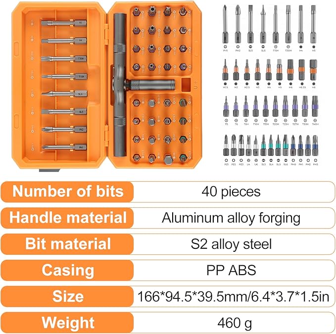 42 in 1 Ratchet Screwdriver Set, Magnetic Screwdriver Set with Detachable Ratchet Handle Portable Compact Repair Tool Kit for Furniture, Computer, Bicycle, Doorbell and DIY