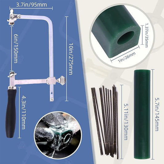 tooltos Jewelry Wax Ring Carving Tools Jewelers Lost Wax Casting Kit Ring Sizer Jewelry Making Kit Jewelers Saw with Blades Bench Pin Carving File Double-Ended
