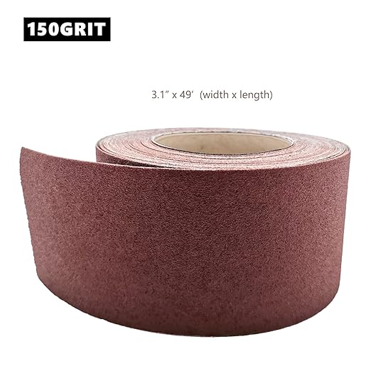 3 Inch x 49 Feet Emery Cloth Roll Aluminum Oxide Abrasive Paper Roll Continuous Sandpaper for Metalworking, Woodworker, Furniture Repair, Sanding (150 Grit)