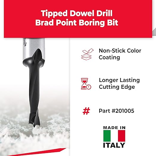 Amana Tool - 201005 Carbide Tipped Brad Pt. Boring Bit R/H 5mm Dia x 57mm Long x 10mm Sh