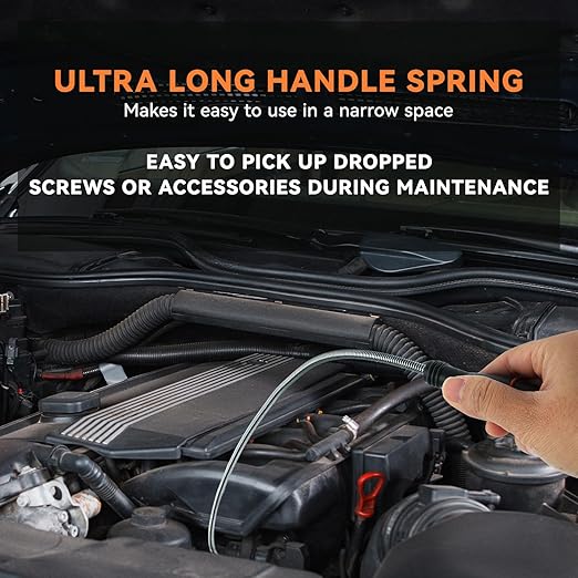 Flexible Magnetic Pickup Tool with Magnetic Parts Tray, 5LB Pull Force, 24” Bend-It Flexible Magnet Pick-Up Sweeper Bendable Retriever Stick for Hard-to-Reach Home Sink Drains, Car Keys