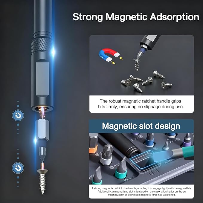 42 - in - 1 Magnetic Screwdriver Set: DIY Ratchet with Detachable Handle. Multi - bit Drive. Compact, Portable Tool Kit for Computer, Bicycle, Furniture Repair