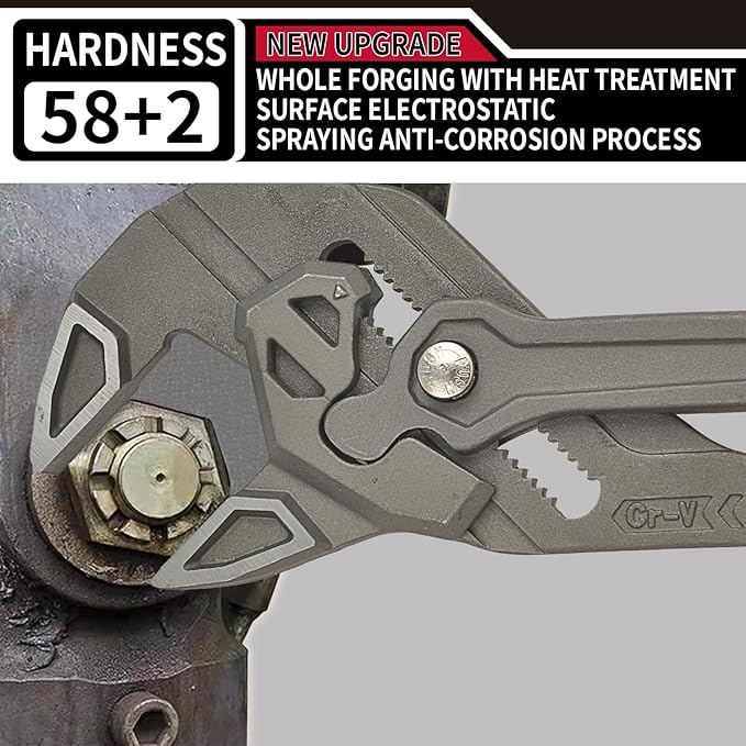 DSCTOOLS Multi-Use Adjustable Plier Wrench, Push Button Quick Adjust Tongue-and-Groove Pliers,Slip Joint Pliers, Plumbing Pliers (7/10/12Inch) (10"/250MM)