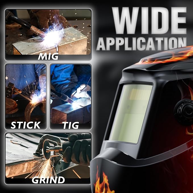 YESWELDER Auto Darkening Welding Helmet, Blue Light Blocking, 1/1/1/1 True Color Solar Powered Welding Hood with 2 Arc Sensors, Wide Shade 3.5/9-13 Welder Mask for TIG MIG ARC and Grind