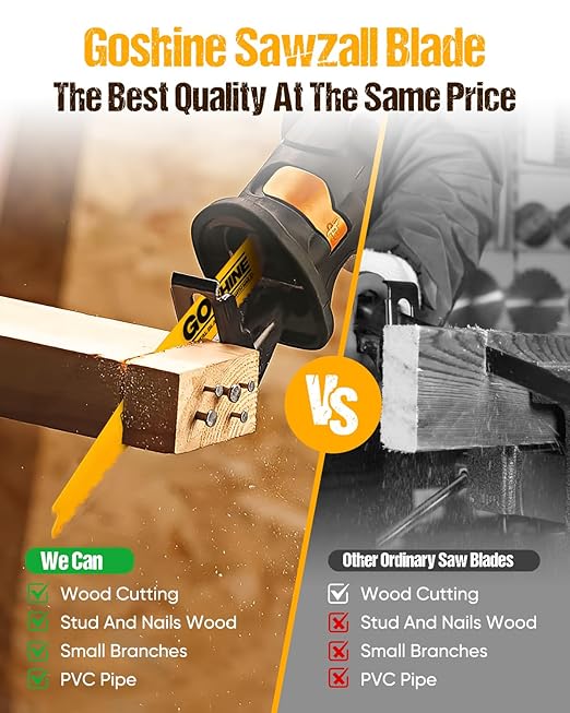 25 Pack 6 Inch 6/12 TPI Bi-Metal Reciprocating Saw Blades for Nail-Embedded Wood Demolition竊???Wood sawzall Blades