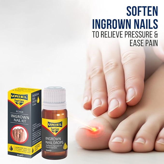 URIEL UPGRADED Ingrown Toenail Treatment with Silicone Caps, Ingrown Toenail Removal Kit, Ingrown Nail Kit Relief with Ingrown toenail drops 11 ml