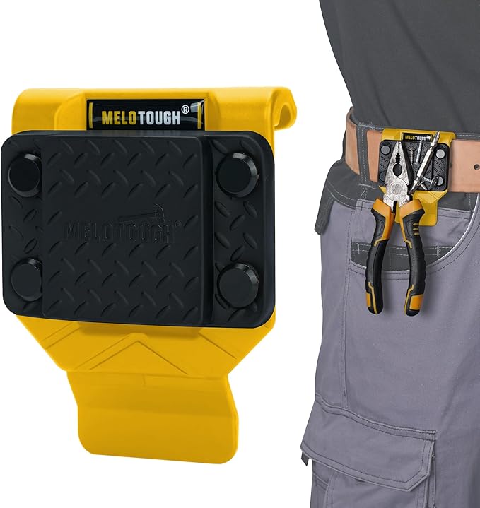 MELOTOUGH Magnetic Tool Holder, N48 Strong Magnetic Belt Clip for Nails, Screws, Drill Bit, Wrenches, Screwdrivers, Hammer, Sockets and Other Metal Tools and Hardware - Fits Up to 2.7" Belt