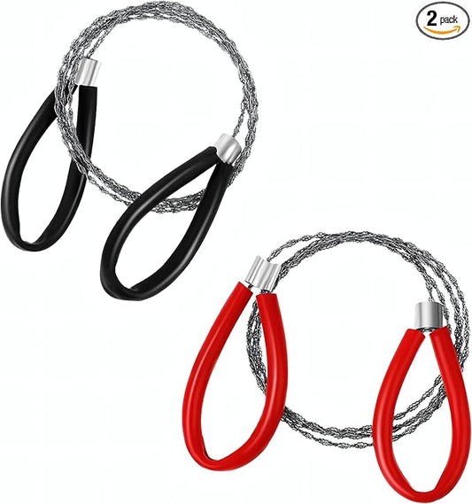 Stainless Steel Cable Saw, 2 PCS Mini Camping Saws Emergency Hand Pocket Survival String Rope Wire Saws Metal PVC Cable Cutting Saw for Home Hiking Hunting Camping, 27.56 Inch
