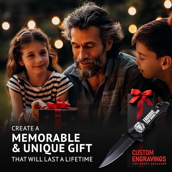 GOOD WORKER Legal Pocket Knife with 2.95??Serrated Blade, Glass Breaker, Seat Belt Cutter - EDC Sharp Folding Knives with Portable Clip - Small Tool for Tactical Camping Survival Hiking - Gifts for Men, Women