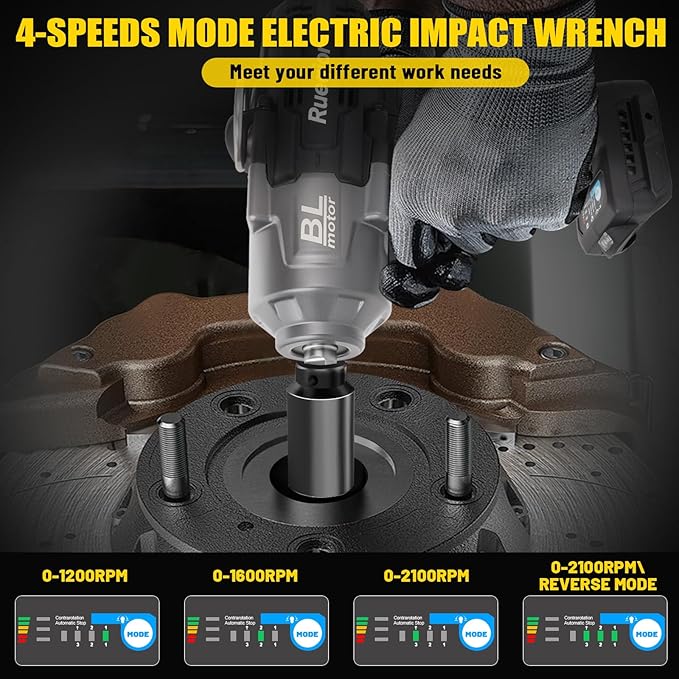 Cordless Impact Wrench 1/2" for Dewalt 20V Battery, Impact Wrench 1700FT-LBS(2300N.m) High Torque Brushless Electric Impact, with 4 Modes Power Impact Driver for Car, Truck, Mower (No Battery)