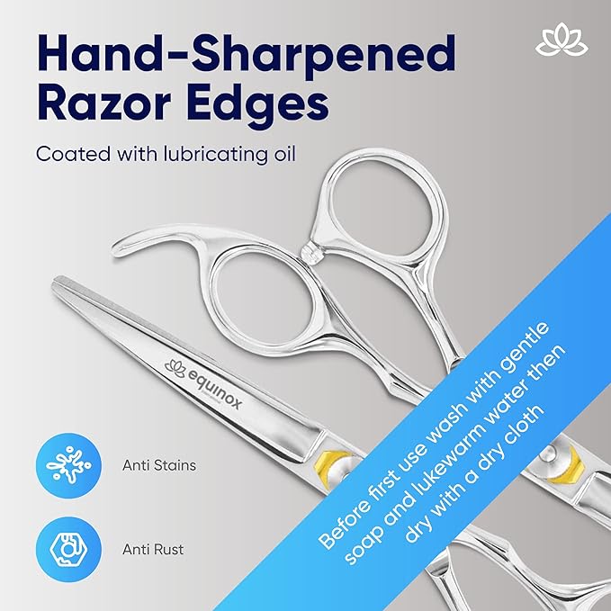 Equinox Professional Razor Edge Series Barber Hair Cutting Scissors - Japanese Stainless Steel Salon Scissors - 6.5??Overall Length - Fine Adjustment Tension Screw - Premium Shears for Hair Cutting