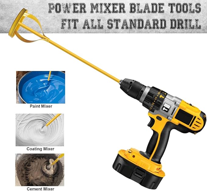 2Pc. Paint and Mud Mixer, Paint Stirrer for Drill in 1 to 5 Gallon Bucket, Suitable for all Standard Drill Bits, Hex Head Anti-slip, Easy Clean, Painting and Plastering Mixer Stirrer Tool