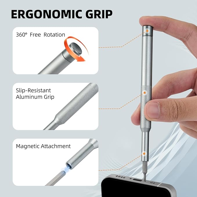Precision Screwdriver Set, 57-in-1 Magnetic Small Electronics Repair Tool Kit with S2 Steel Bits & Flip-Open Magnetic Case for Laptop, PC, Tablet, Phone, Watch, Glasses, Gaming Console, DIY