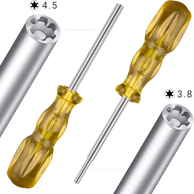Gamebit Screwdriver Set, 3.8mm and 4.5mm Security Screwdriver Bits for Opening Nintendo, Sega Consoles and Game Cartridges - Trensparent Yellow