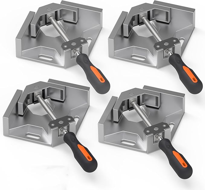 huachuanghc Corner Clamp, 4pcs 90 Degree Right Angle Clamp with Adjustable Aluminum Alloy Swing Jaw, Single Handle Clamps for Woodworking Tools Photo Framing, Present for Men Dad 15.1 Inch