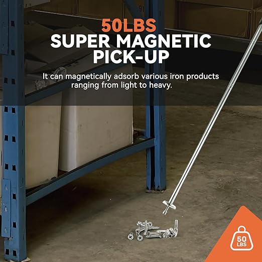 Telescoping Magnetic Pickup Tool with 50lb Pull Force, Magnet Stick Extendable up to 41in, Telescopic Magnetic Pick-Up Tool with Parts Tray