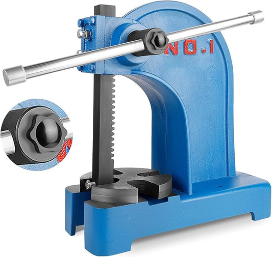 1 Ton Arbor Press Manual Heavy Duty Arbor Press Machine, 5.5" Work Height,Manual Arbor Press Cast Iron Desktop Punch Press, for Punching,Bending, Stretching (Blue, 1T)
