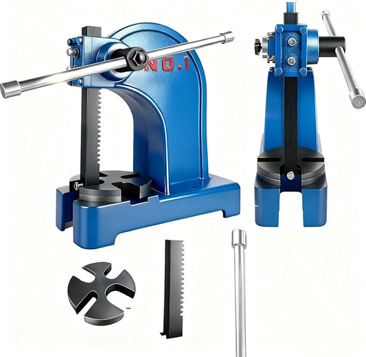1 Ton Arbor Press with 3 Drift, Manual Cast Iron Arbor Press, 11.73"H Heavy Duty Manual Desktop Arbor Press, Manual Bench Press for Stretching, Deforming, Metal Punching (Blue)