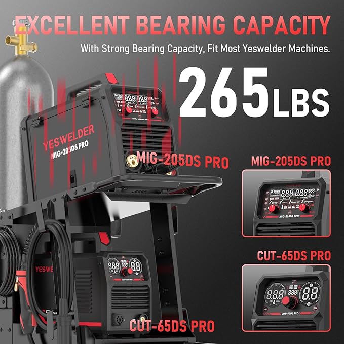 YESWELDER Welding Cart with Large Capacity Lockable Cabinet, for MIG/TIG/Stick Welders and Plasma Cutters, Heavy Duty 360째 Swivel Wheels Welding Trolley