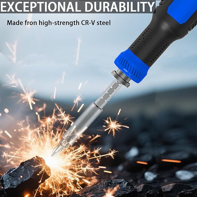 Multi-bit Screwdriver, 13-in-1 Screw Driver Adjustable Mini Screwdriver Set Multitool All in One with Torx Security, Phillips, Hex, Flat Head, Square and 1/4 Nut Driver (Blue)