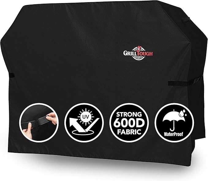 Heavy Duty BBQ Grill Cover for Outdoor Grill, 72 Inch ??Waterproof, Weather Resistant, UV & Fade Resistant with Adjustable Straps ??Gas Grill Cover for Weber, Genesis, Charbroil, etc. Black