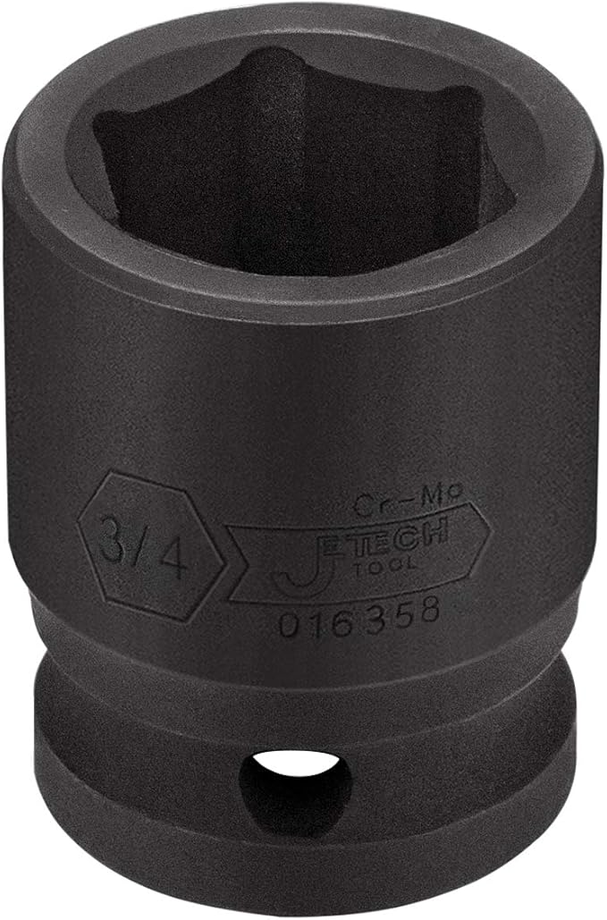 Jetech 1/2 Inch Drive 3/4 Inch Standard Impact Socket, Made with Chrome Molybdenum Alloy Steel, Heat Treated, 6-Point Design, SAE