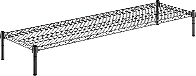 18" x 60" x 8" Black Epoxy Wire Storage Shelf, Dunnage Rack, Commercial 1 Tier Small Shelf