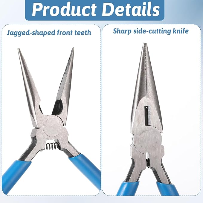 Needle Nose Pliers Serrated Jaw Pliers 5" Precision Long Nose Plier Jewelry Plier Tools for Jewelry Making Electronics Repair Object Grasping Craft Making