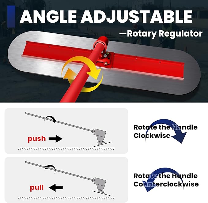 Concrete Finishing Trowel Tool Kit, 48x12 Inch Bull Float with 4 Handles, Stainless Steel Board & 57-Inch Alloy Handles