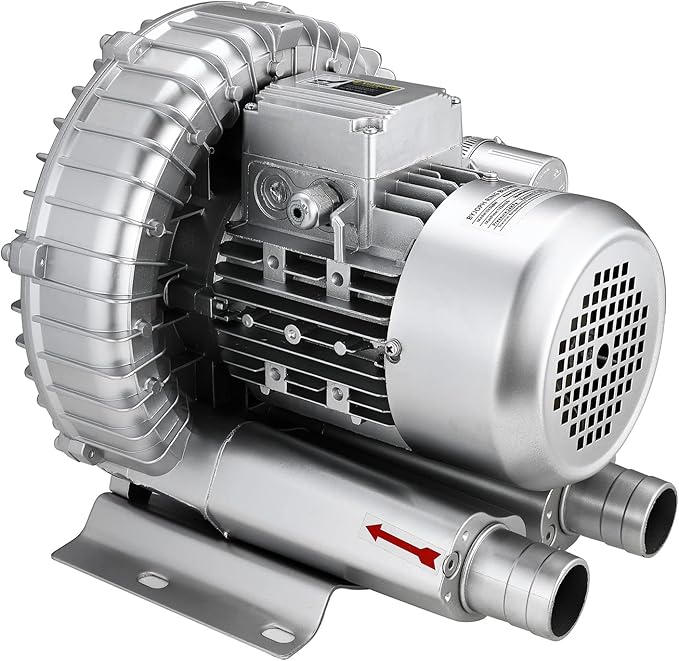 1HP Regenerative Blower, 85CFM 110V 60Hz Single Phase, High-Pressure Vortex Ring Blower, Industrial Vacuum Pump for Air Blowing Or Suction for Sewage Aeration Aquarium Fish Pond, Silver