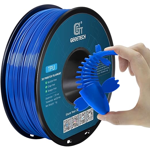 Geeetech TPU Filament 1.75mm ??95A Flexible 3D Printer Filament with High Elasticity, 1KG (2.2lbs) Spool, Dimensional Accuracy 짹0.03mm, Fits Most FDM Printers, Blue