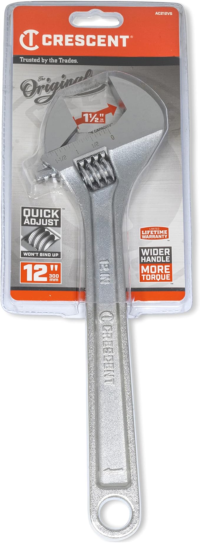 Crescent 12" Adjustable Wrench - Carded - AC212VS, Chrome (Pack of 2)