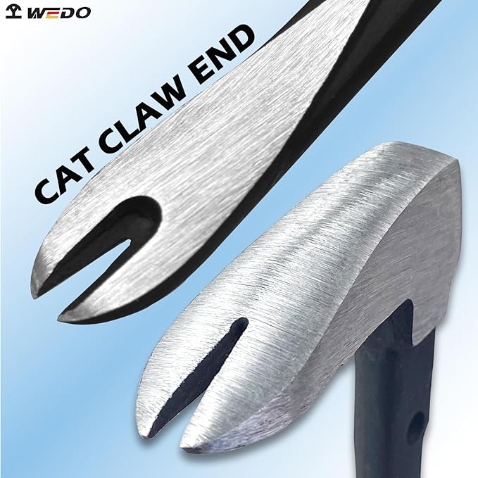 WEDO Pry Bar Set 2PCS,10"+12" Flat Pry Bar,Nail Puller Set,High Carbon Steel Crowbar,Cat Paw Nail Remover,Utility Claw Bar Tool for Home Remolding,Woodworking