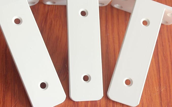 12 Pack - 5 inch White Hidden L Shelf Bracket (1/5 Inch Thicked) Iron Floating Shelf Brackets Rustic Industrial Metal Brackets for Shelf Support