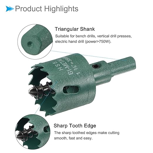Bi-Metal Hole Saw, 35mm 1-3/8 Inch Dia Hole Saw, High Speed Steel Cutter - (Applications: for Wood Brass Zinc), 1-Pieces