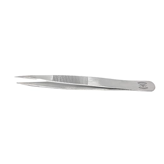 Stainless Steel General Purpose Forceps with Straight Strong Tips (4.75 in. (120mm), Serrated Finger Grips)
