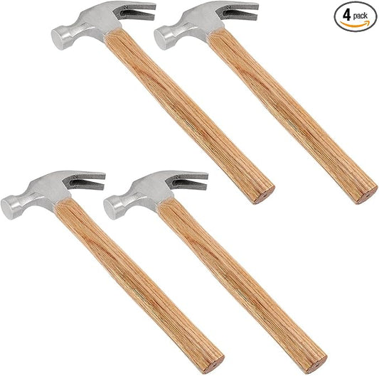 4 PCS 16 OZ Rip Claw Hammer, 12 Inches Long Wood Handle Claw Hammer, Steel Hammer Head and Shock Reduction Handle Framing Hammer for Woodworking, Pulling Nails
