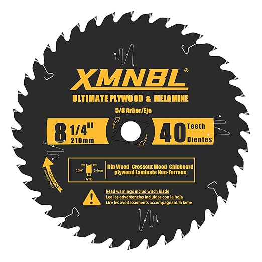 8-1/4 Inch Table Saw Blade 40 Teeth,8-1/4 Framing Saw Blade,Replacement for Diablo D0840,DeWalt DWA181440 Blade for Cutting Hardwoods,Softwoods,Veneer Plywood and Other Woods,40 ATB,Shaft 5/8 Inch