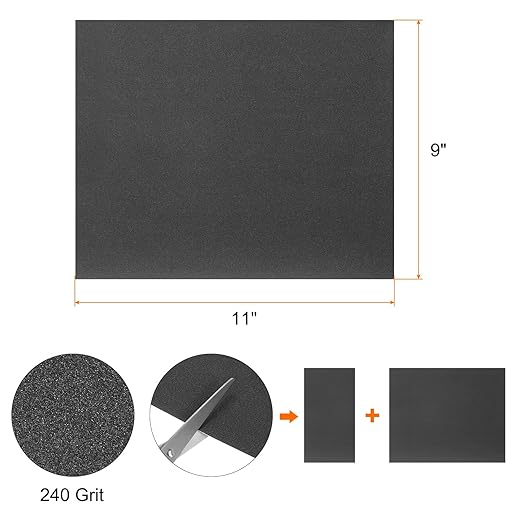 HARFINGTON 50pcs Sandpaper 240 Grit 9 x 11 Inch C-Weight Backing Silicon Carbide Abrasive Wet Dry Sanding Sheets for Wood Finishing, Metal Sanding, Automotive Polishing