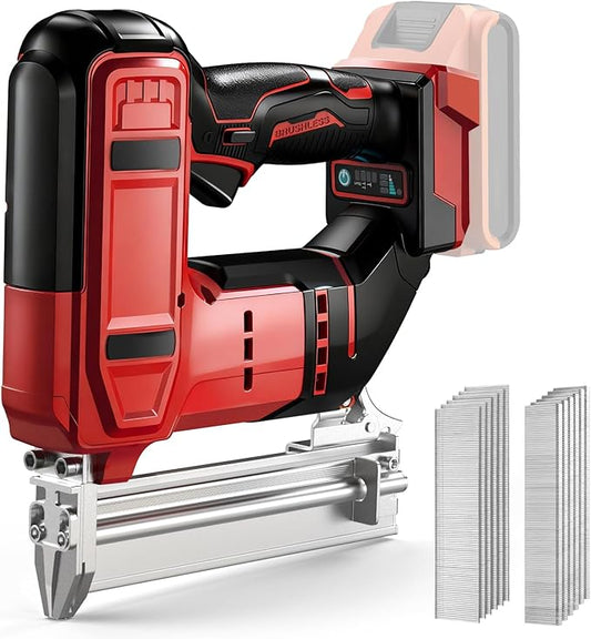 2-in-1 Cordless 18GA Brad Nailer & Crown Stapler ??Compatible with Milwaukee 18V Battery (No Battery) ??Nail Gun/Staple Gun Battery Powered with 1200 Nails/Staples for Woodworking, DIY and Upholstery