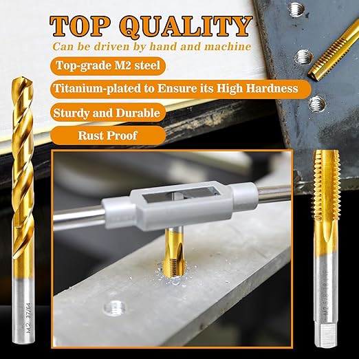 RURITKIT M3.5x0.6 Tap and 2.9mm Drill Bit Kit, M2 HSS Metric Drill and Tap Set, Combination of Drill and Tap Kit for Metal