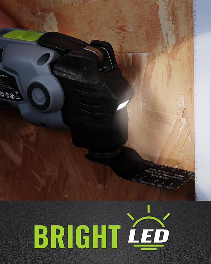 WORKPRO 20V Oscillating Tool Kit, Cordless and Brushless 19,000 RPM Orbiting Multi Tool with 6 Variable Speeds, 3.6째Oscillation Angle, 21pcs Saw Accessories, 1 Rechargeable Battery and Carrying Bag