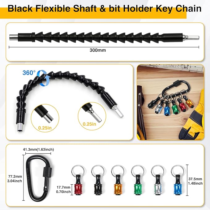 38Pcs Flexible Drill Bit Extension, 105째 Right Angle Drill, Bit Holder, Hex Socket Adapter, Bendable Drill Bit Extension, Bit Holder Extension Screwdriver Bit Kit